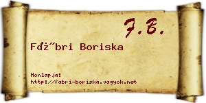 Fábri Boriska névjegykártya